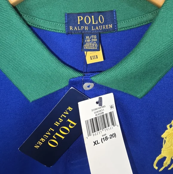 Polo by Ralph Lauren Boys Blue and Green Polo Shirt - Picture 2 of 5